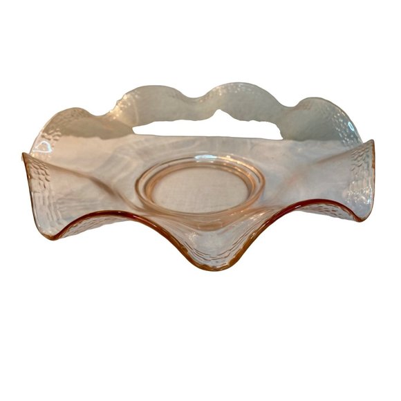 Vintage Pink Depression Clear Glass Ruffled Plate Dish 11.5" GORGEOUS EUC - Picture 2 of 5